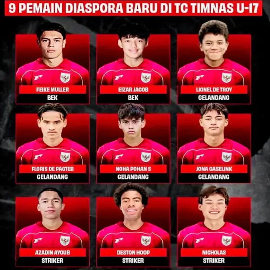 9 Pemain Diaspora U-17